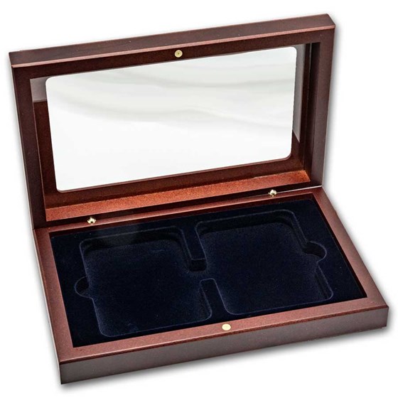Black Wooden Glass-Top Slab Storage Box - Two Slab Black Wooden Glass-Top Slab Storage Box - Two Slab