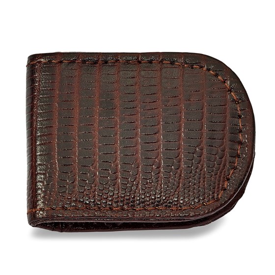 Brown Leather Lizard Grain Money Clip Brown Leather Lizard Grain Money Clip