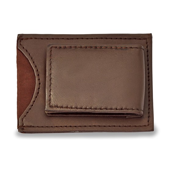 Brown Leather Magnetic Money Clip with ID Slot Brown Leather Magnetic Money Clip with ID Slot
