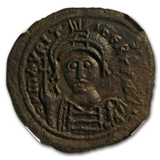 Byzantine 40 Nummi Maurice Tiberius (582-602 AD) Ch XF NGC Byzantine 40 Nummi Maurice Tiberius (582-602 AD) Ch XF NGC