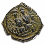 Byzantine AE Follis Justin II & Sophia (565-578 AD) Fine NGC