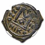 Byzantine AE Follis Justin II & Sophia (565-578 AD) Fine NGC