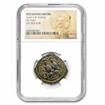 Byzantine AE Follis Justin II & Sophia (565-578 AD) Fine NGC