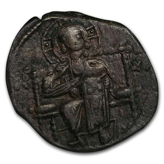 Byzantine Anonymous Follis Christ Seated (1042-61 AD) XF NGC