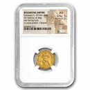 Byzantine AV Gold Solidus Constans II (641-668 AD) AU NGC (5/2)