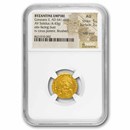 Byzantine AV Gold Solidus Constans II (641-668 AD) AU NGC (5/3)
