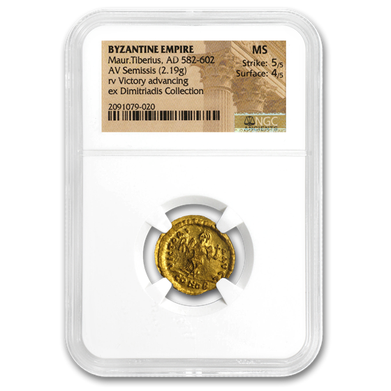 Byzantine AV Semissis Maur. Tiberius (582-602 AD) MS NGC Byzantine AV Semissis Maur. Tiberius (582-602 AD) MS NGC