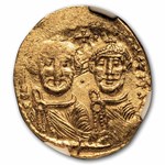 Byzantine AV Solidus Emp. Heraclius & Her. (613-641 AD) Ch AU NGC
