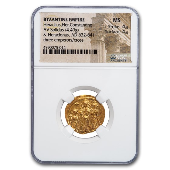 Byzantine AV Solidus Heraclius Heraclonas+Her (632-641 AD) MS NGC Byzantine AV Solidus Heraclius Heraclonas+Her (632-641 AD) MS NGC