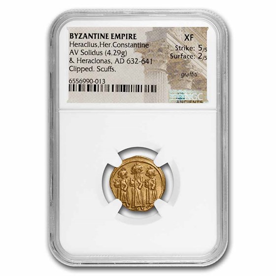 Byzantine AV Solidus Heraclius Hera+Her (632-641 AD) XF NGC Byzantine AV Solidus Heraclius Hera+Her (632-641 AD) XF NGC