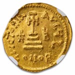 Byzantine AV Solidus Heraclius+H. Const (632-641 AD) MS NGC (5/4)