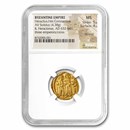 Byzantine AV Solidus Heraclius+H. Const (632-641 AD) MS NGC (5/4)