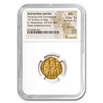 Byzantine AV Solidus Heraclius+H. Const (632-641 AD) MS NGC (5/4)