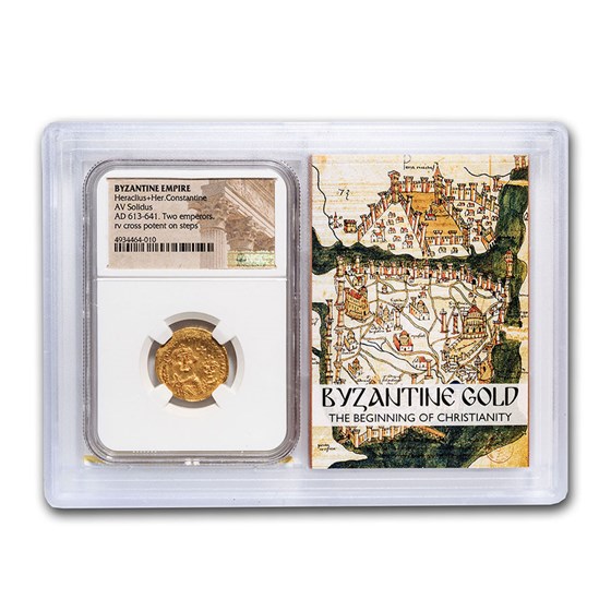 Byzantine AV Solidus Heraclius+Her. Cons (613-641 AD) AU NGC Byzantine AV Solidus Heraclius+Her. Cons (613-641 AD) AU NGC
