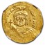 Byzantine AV Solidus Mau Tiberius (582-602 AD) AU NGC (S-478)