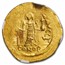 Byzantine AV Solidus Mau Tiberius (582-602 AD) AU NGC (S-478)