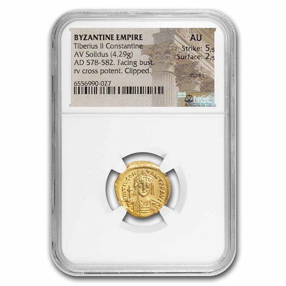 Byzantine AV Solidus Tiberius II Constantine (578-582 AD) AU NGC Byzantine AV Solidus Tiberius II Constantine (578-582 AD) AU NGC