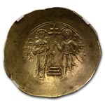 Byzantine EL Aspron Trachy John II (1118-1143 AD) Ch AU NGC
