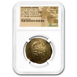 Byzantine EL Aspron Trachy John II (1118-1143 AD) Ch AU NGC