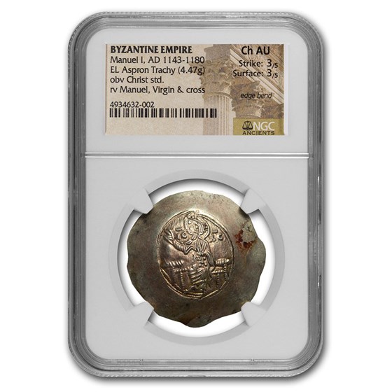 Byzantine EL Aspron Trachy Manuel I (1143-1180 AD) Ch AU NGC Byzantine EL Aspron Trachy Manuel I (1143-1180 AD) Ch AU NGC