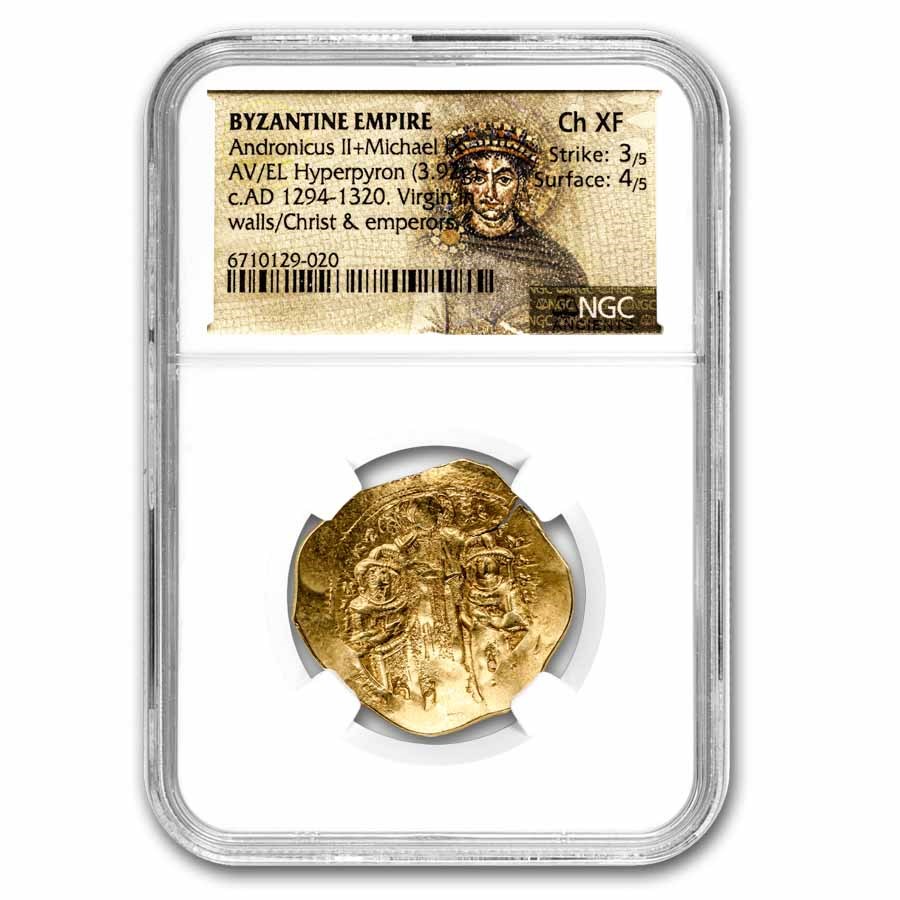 Byzantine EL/AV Hyperpyron Andronicus II (1294-1320 AD) Ch XF NGC
