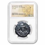 Byzantine Empire AE Follis Maurice Tiberius (582-602 AD) F NGC