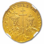 Byzantine Empire AV Solidus Basil & Con (868-886 AD) AU NGC (5/3)