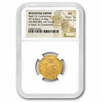 Byzantine Empire AV Solidus Basil & Con (868-886 AD) AU NGC (5/3)