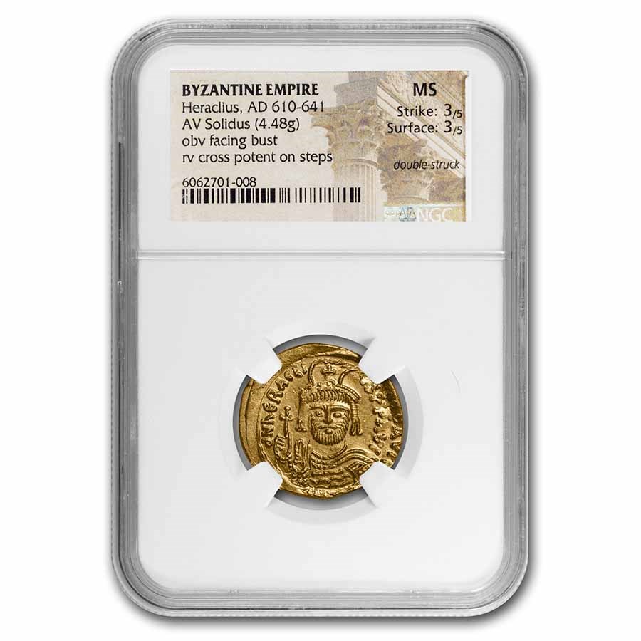 Byzantine Empire AV Solidus Heraclius (610-641 AD) MS (Sear-730)