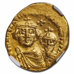 Byzantine Empire AV Solidus Heraclius+He (613-641 AD) NGC (Vault)