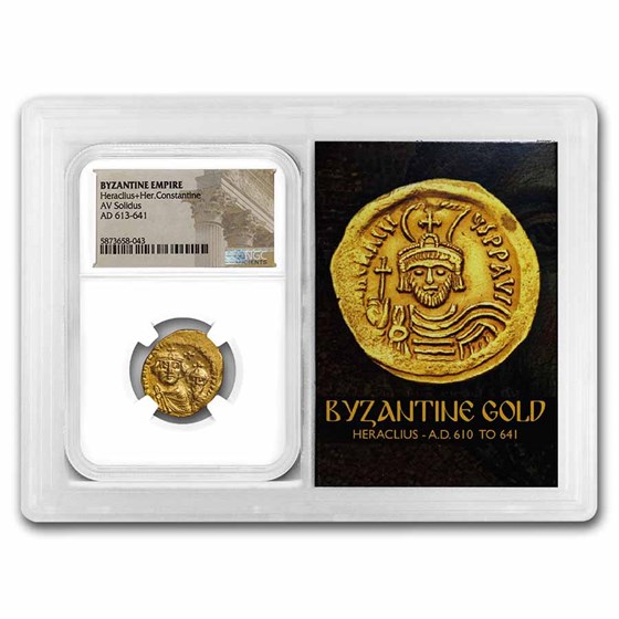 Byzantine Empire AV Solidus Heraclius+He (613-641 AD) NGC (Vault)