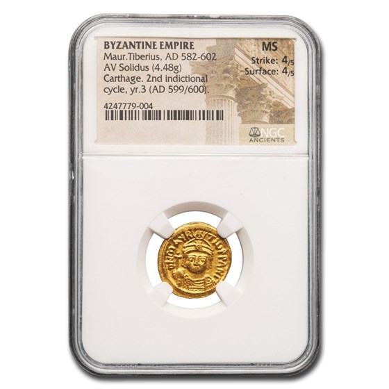 Byzantine Empire AV Solidus Maurice Tiberius (582-602 AD) MS NGC Byzantine Empire AV Solidus Maurice Tiberius (582-602 AD) MS NGC