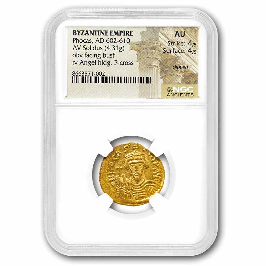 Byzantine Empire AV Solidus Phocas (602-610 AD) AU NGC (4/4)
