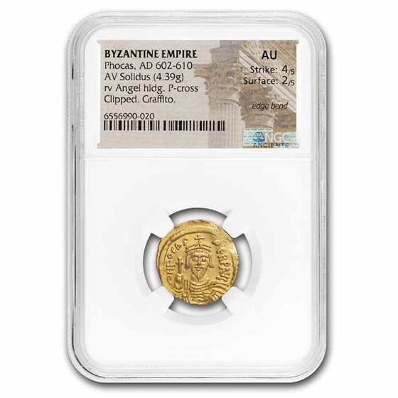 Byzantine Empire AV Solidus Phocas (602-610 AD) AU NGC (S-620) Byzantine Empire AV Solidus Phocas (602-610 AD) AU NGC (S-620)