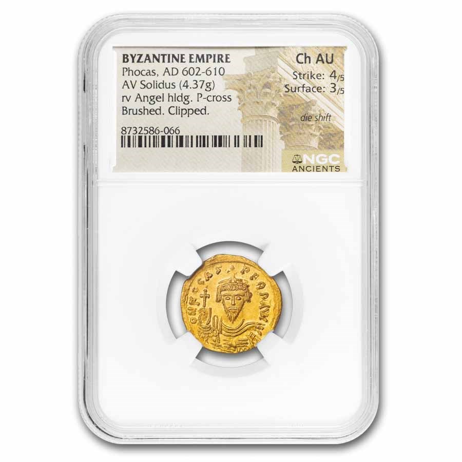Byzantine Empire AV Solidus Phocas (602-610 AD) Ch AU NGC (4/3)