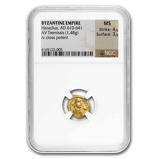 Byzantine Empire AV Tremissis Heraclius (610-641 AD) MS NGC S-786 Byzantine Empire AV Tremissis Heraclius (610-641 AD) MS NGC S-786