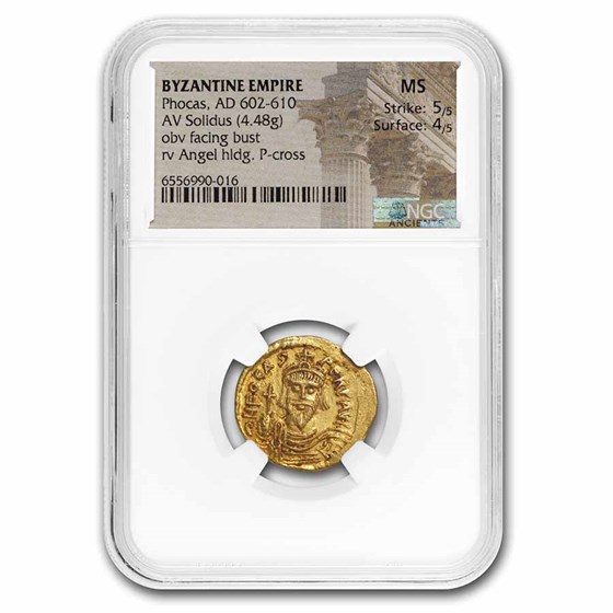 Byzantine Empire Gold Solidus Phocas (602-610 AD) MS NGC (S-620) Byzantine Empire Gold Solidus Phocas (602-610 AD) MS NGC (S-620)