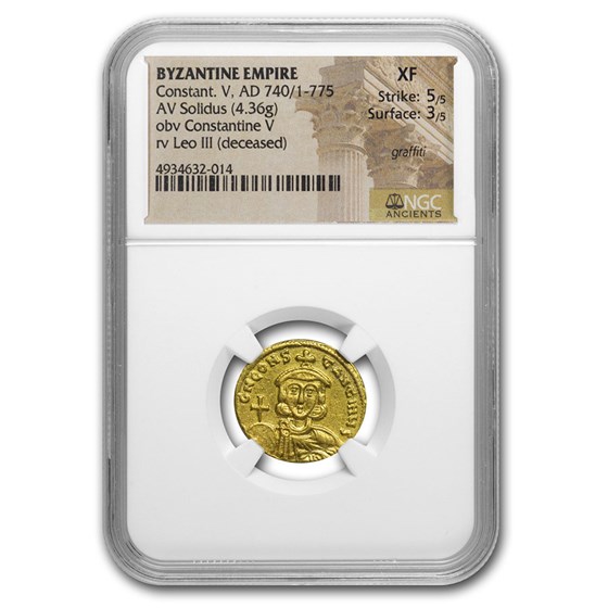 Byzantine Gold AV Solidus Constantine V (740/775) XF NGC Byzantine Gold AV Solidus Constantine V (740/775) XF NGC