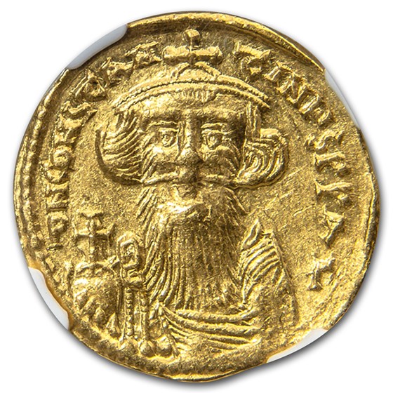 Byzantine Gold Emperor Constans II (641- 685 AD) Ch AU NGC Byzantine Gold Emperor Constans II (641- 685 AD) Ch AU NGC