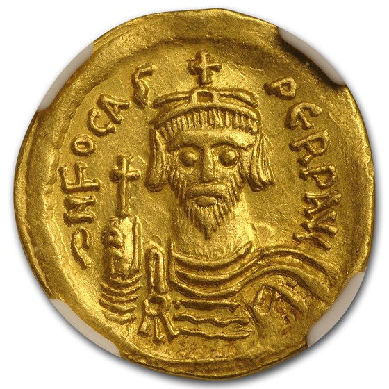 Byzantine Gold Emperor Phocas (602-610 AD) Ch XF NGC Byzantine Gold Emperor Phocas (602-610 AD) Ch XF NGC