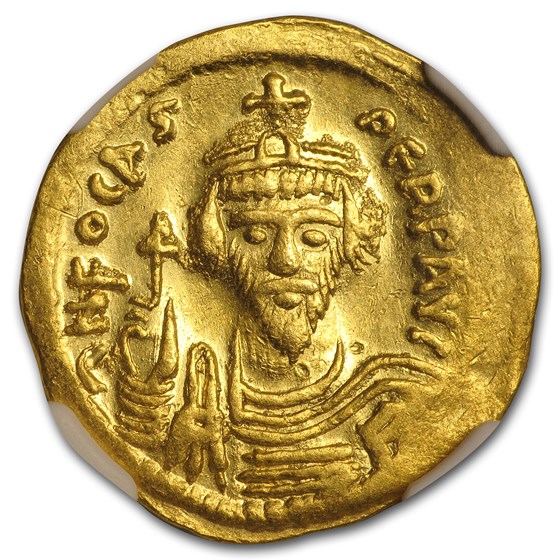Byzantine Gold Emperor Phocas (602-610 AD) XF NGC Byzantine Gold Emperor Phocas (602-610 AD) XF NGC