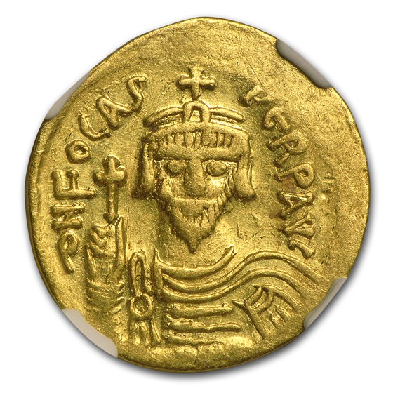 Byzantine Gold Emperor Phocas (602-610 AD) XF NGC Byzantine Gold Emperor Phocas (602-610 AD) XF NGC