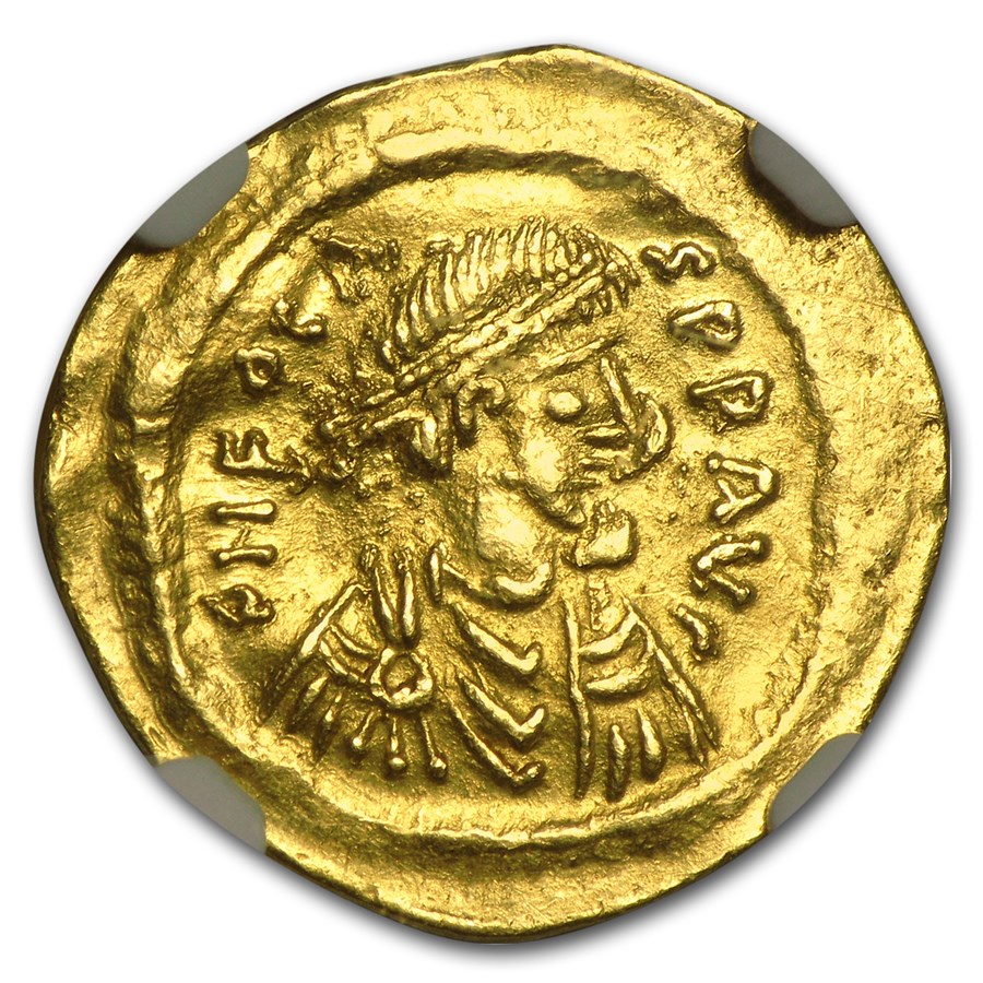 Byzantine Gold Semissis Emperor Phocas (602-610 AD) AU NGC