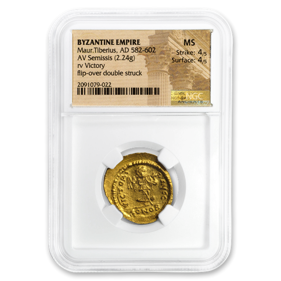 Byzantine Gold Semissis Maurice Tiberius (582-602 AD) MS NGC Byzantine Gold Semissis Maurice Tiberius (582-602 AD) MS NGC