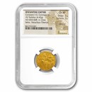 Byzantine Gold Solidus Constans II (654-668 AD) Ch XF NGC (2/3)