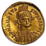 Byzantine Gold Solidus Emp Anastasius I (491-518 AD) Ch AU NGC