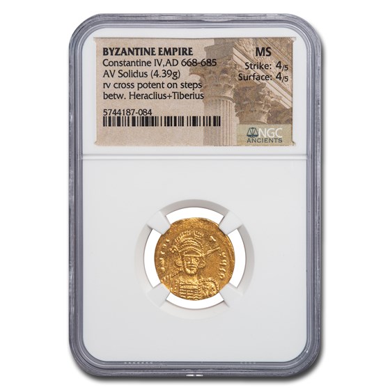 Byzantine Gold Solidus Emp. Constantine IV (668-685 AD) MS NGC Byzantine Gold Solidus Emp. Constantine IV (668-685 AD) MS NGC