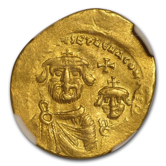 Byzantine Gold Solidus Emp. Heraclius & Her. (613-641 AD) XF NGC Byzantine Gold Solidus Emp. Heraclius & Her. (613-641 AD) XF NGC