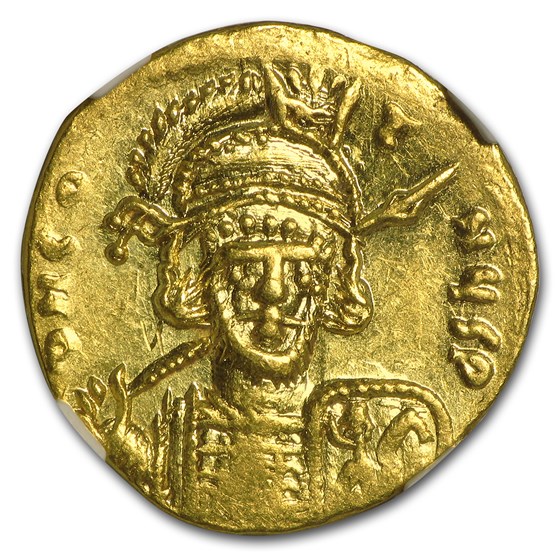 Byzantine Gold Solidus Emperor Constantine IV (668-685 AD) AU NGC Byzantine Gold Solidus Emperor Constantine IV (668-685 AD) AU NGC