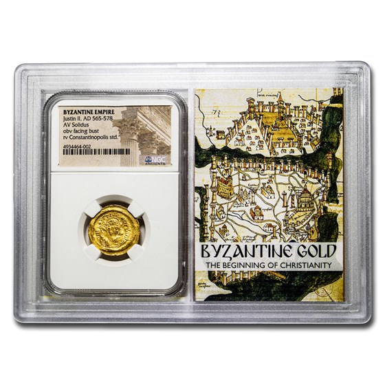 Byzantine Gold Solidus Emperor Justin II (565-578 AD) NGC (Vault) Byzantine Gold Solidus Emperor Justin II (565-578 AD) NGC (Vault)